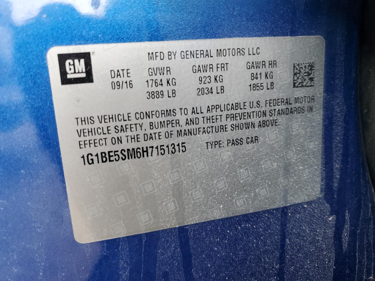 2017 Chevrolet Cruze VIN 1G1BE5SM6H7151315 Copart auction photo, front end damage thumbnail 12