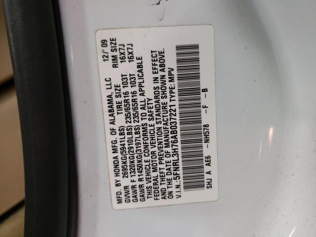 2010 Honda Odyssey VIN 5FNRL3H76AB037221 Copart auction photo, front end / minor dent/scratches damage thumbnail 13
