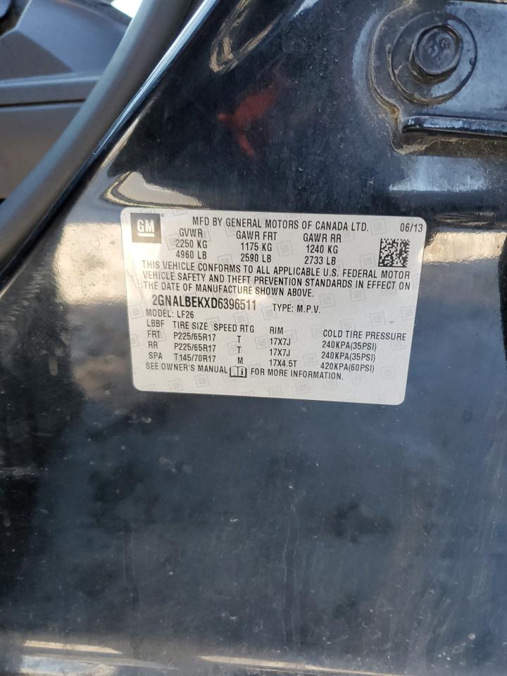 2013 Chevrolet Equinox VIN 2GNALBEKXD6396511 Copart auction photo, side / minor dent/scratches damage thumbnail 13