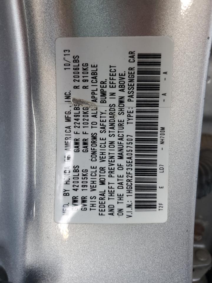 2014 Honda Accord VIN 1HGCR2F35EA057507 Copart auction photo, front end / rear end damage thumbnail 15