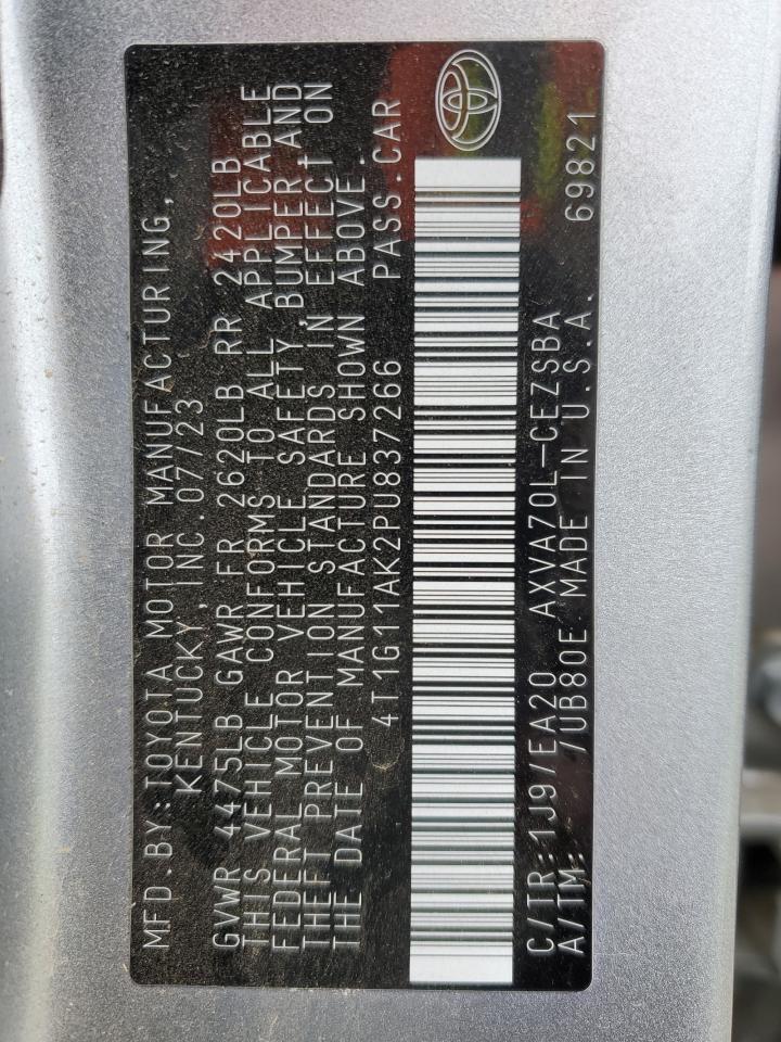 2023 Toyota Camry VIN 4T1G11AK2PU837266 Copart auction photo, front end damage thumbnail 12