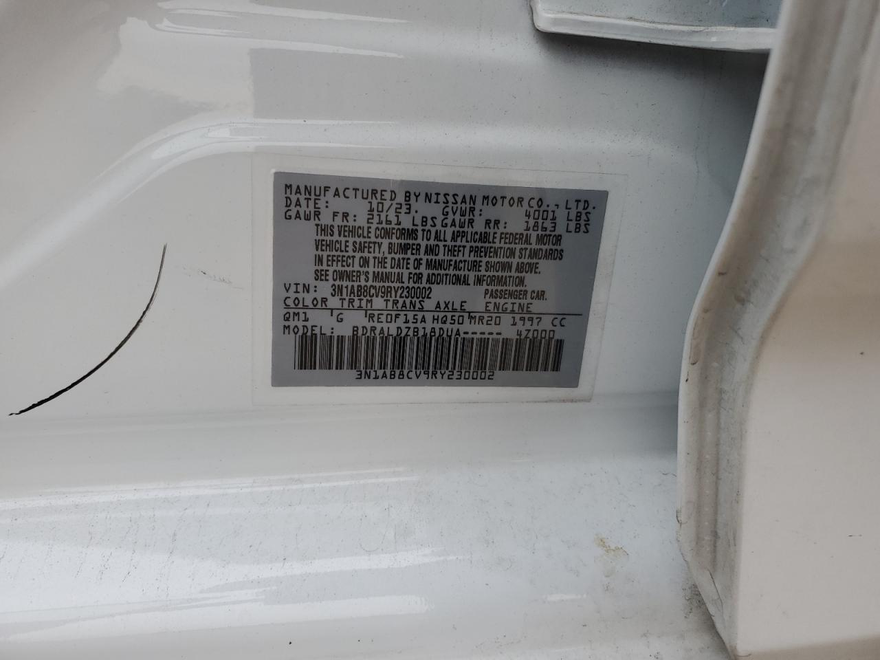 2024 Nissan Sentra VIN 3N1AB8CV9RY230002 Copart auction photo, all over damage thumbnail 12