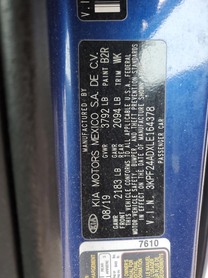 2020 KIA Forte VIN 3KPF24ADXLE164378 Copart auction photo, front end damage thumbnail 12