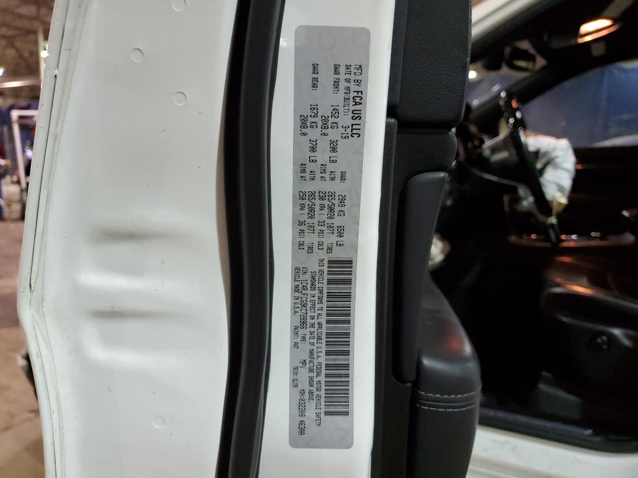 2019 Jeep Grand Cherokee VIN 1C4RJFCG9KC728966 Copart auction photo, front end / rear end damage thumbnail 13