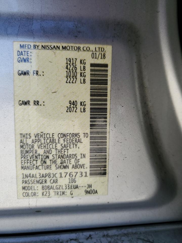 2018 Nissan Altima VIN 1N4AL3AP8JC176731 Copart auction photo, side / front end damage thumbnail 13