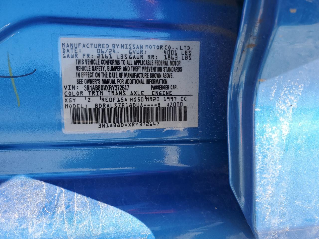 2024 Nissan Sentra VIN 3N1AB8DVXRY372647 Copart auction photo, front end damage thumbnail 14