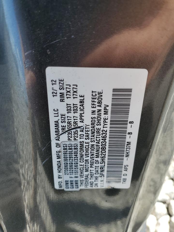 2013 Honda Odyssey VIN 5FNRL5H62DB034632 Copart auction photo, rear end / minor dent/scratches damage thumbnail 13