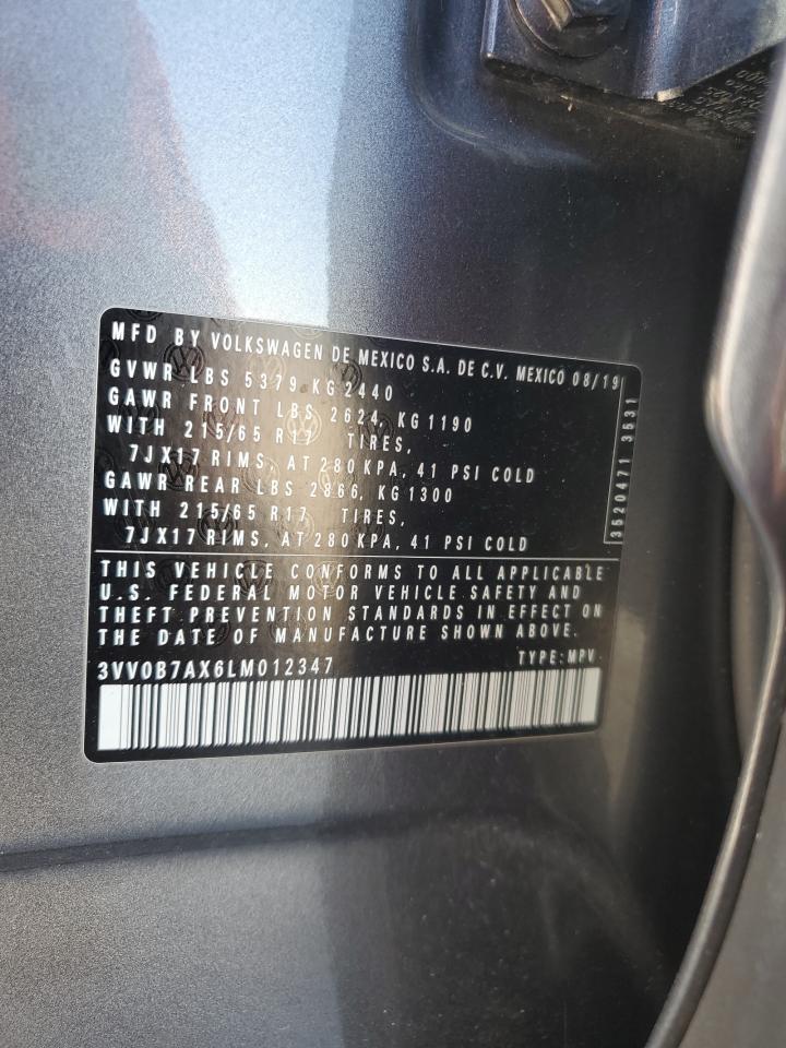 2020 Volkswagen Tiguan VIN 3VV0B7AX6LM012347 Copart auction photo, front end damage thumbnail 13