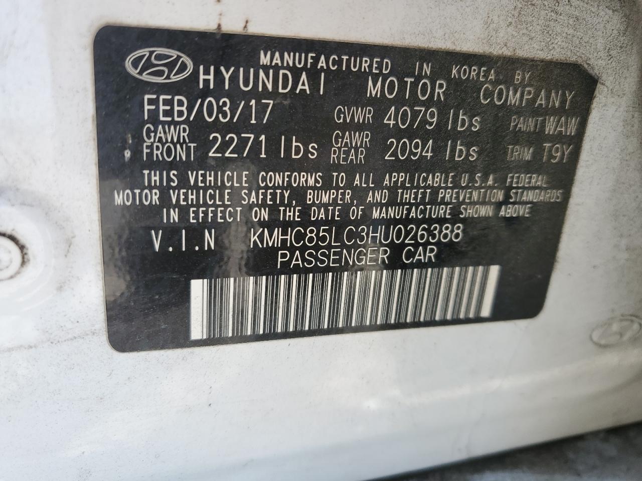 2017 Hyundai IONIQ VIN KMHC85LC3HU026388 Copart auction photo, rear end / minor dent/scratches damage thumbnail 13