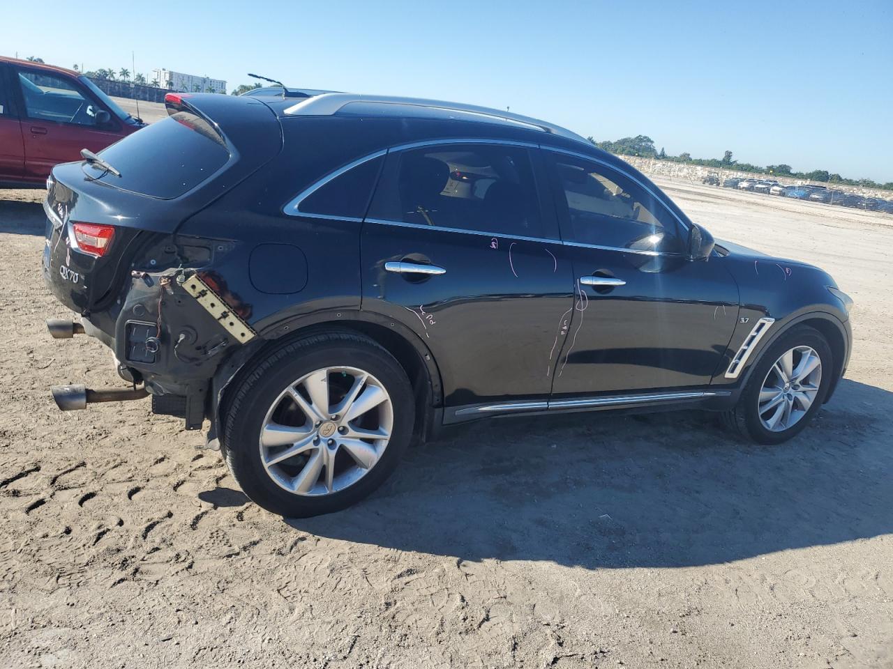 2014 Infiniti QX70 VIN JN8CS1MW7EM411668 Copart auction photo, rear end damage thumbnail 3