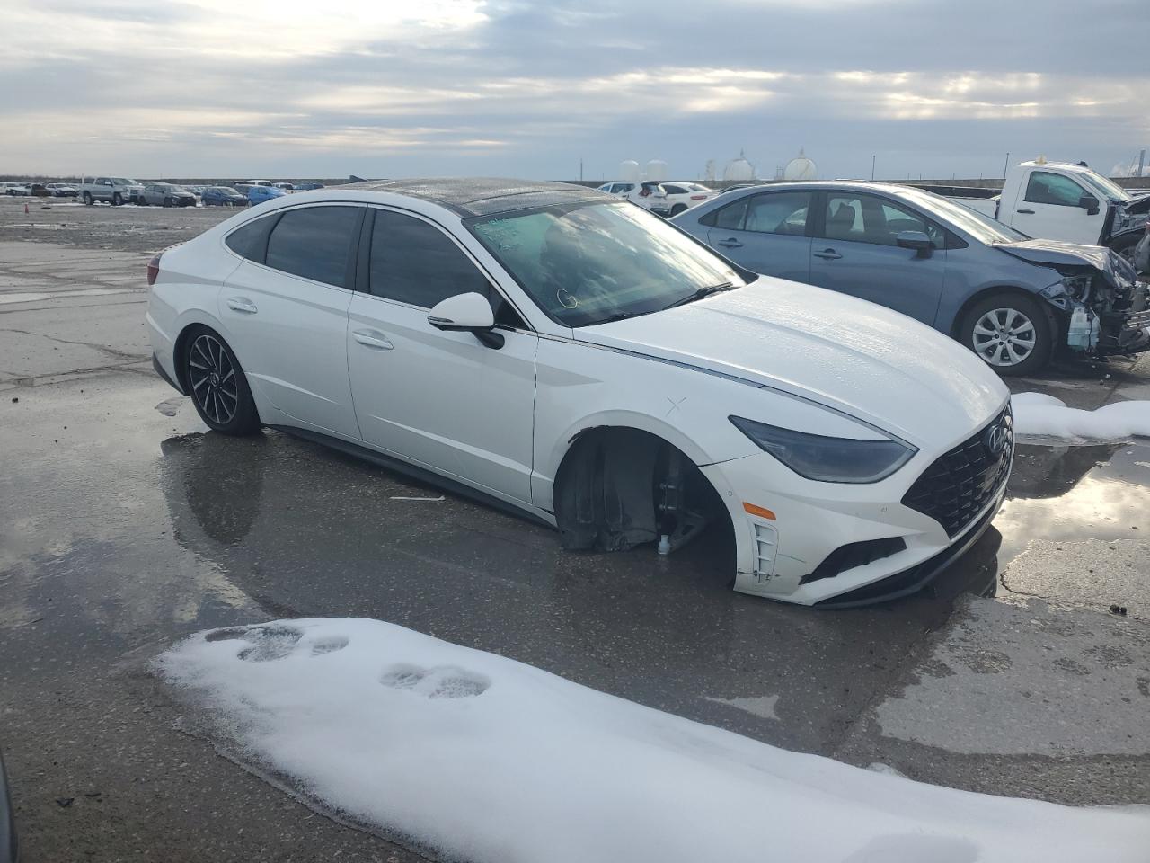 2021 Hyundai Sonata VIN 5NPEH4J26MH077115 Copart auction photo, undercarriage damage thumbnail 4