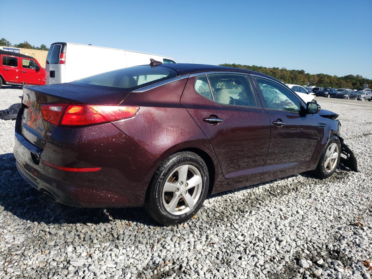2014 KIA Optima VIN 5XXGM4A78EG268323 Copart auction photo, front end / vandalism damage thumbnail 3