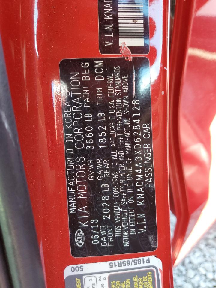 2013 KIA Rio VIN KNADM4A3XD6284128 Copart auction photo, undercarriage damage thumbnail 12
