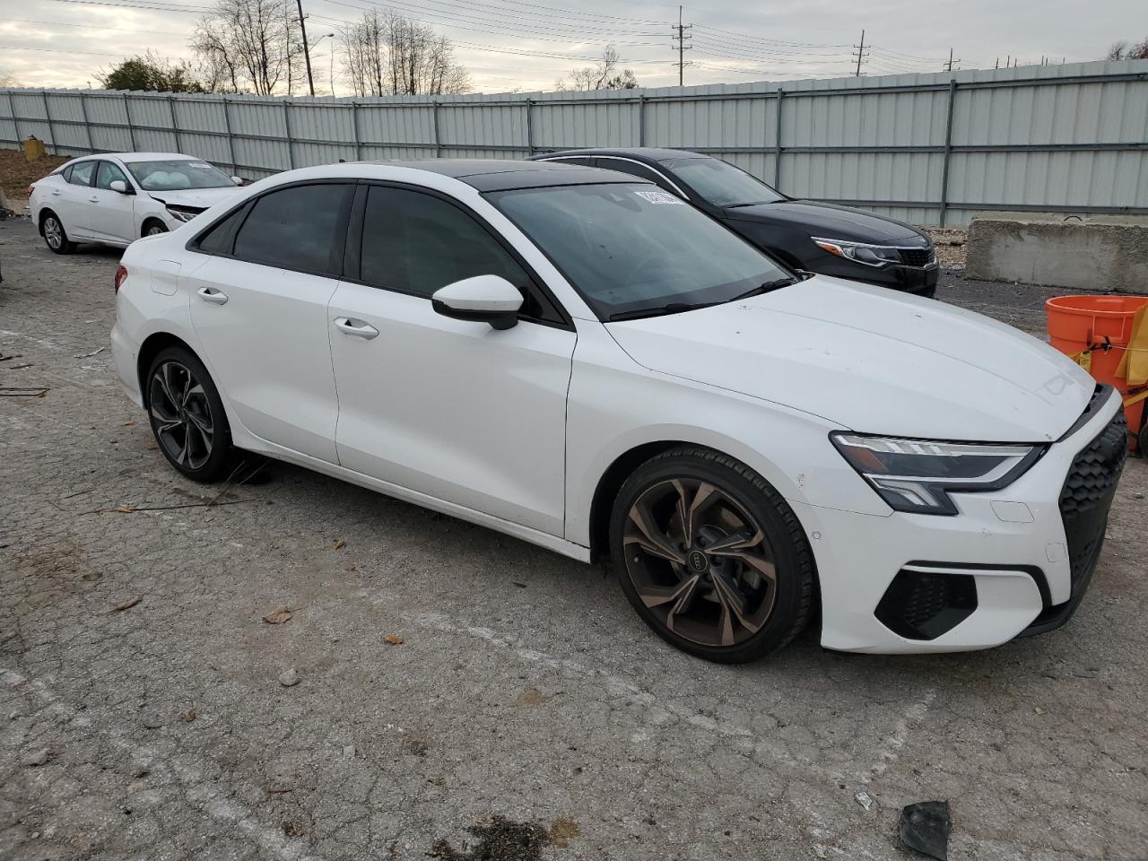 2023 Audi A3 VIN WAUAUDGY5PA037686 Copart auction photo, side / undercarriage damage thumbnail 4