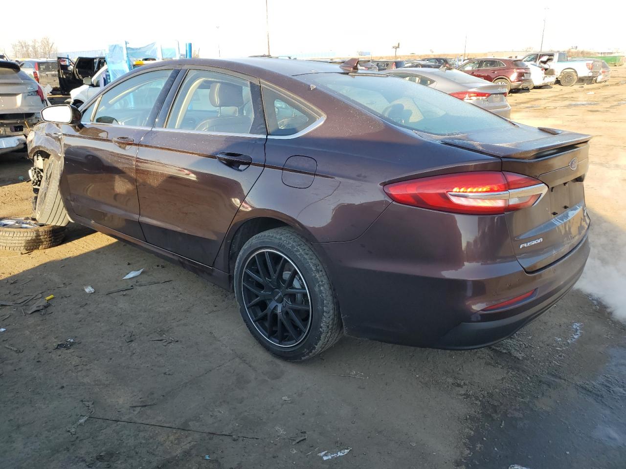 2019 Ford Fusion VIN 3FA6P0HD3KR159097 Copart auction photo, side / undercarriage damage thumbnail 2