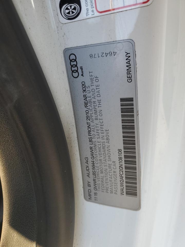 2016 Audi S7 VIN WAUW2AFC2GN108108 Copart auction photo, front end damage thumbnail 14