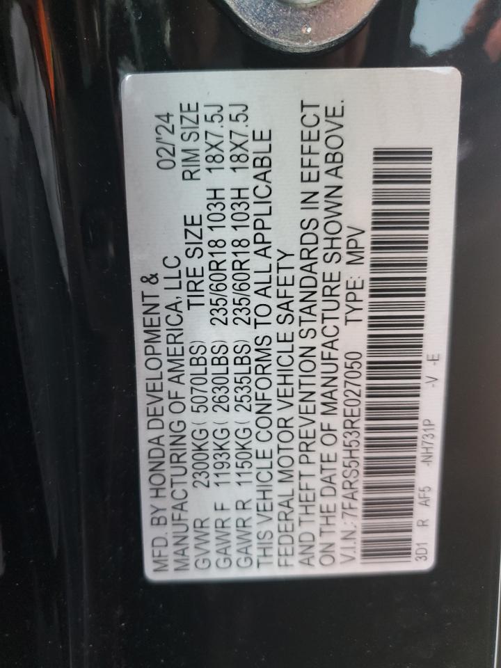 2024 Honda CR-V VIN 7FARS5H53RE027050 Copart auction photo, front end / minor dent/scratches damage thumbnail 13