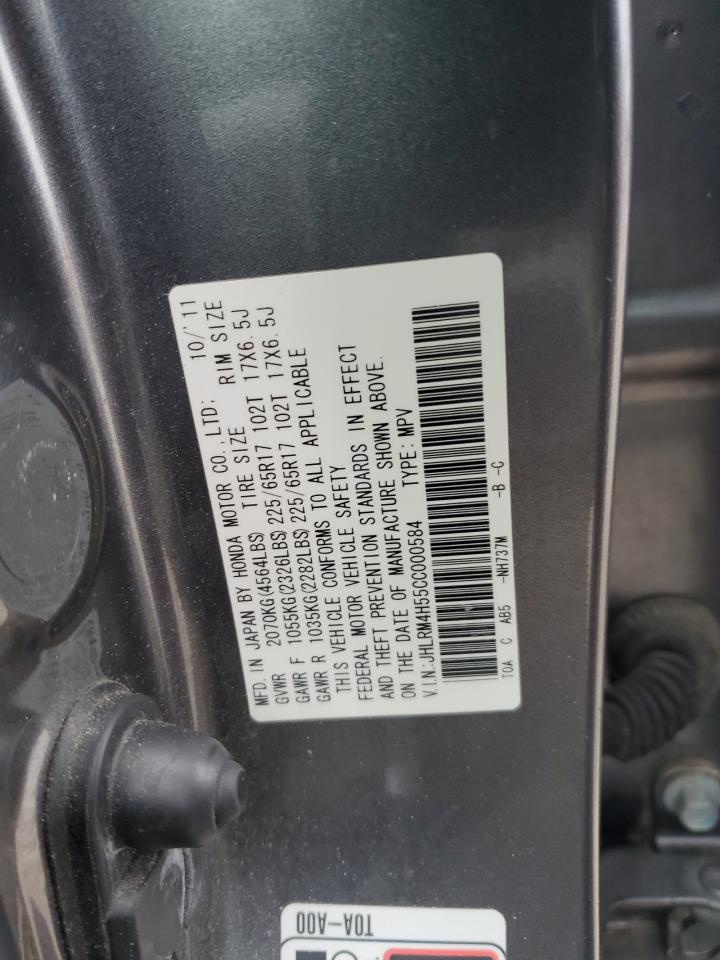 2012 Honda CR-V VIN JHLRM4H55CC000584 Copart auction photo, front end / minor dent/scratches damage thumbnail 13