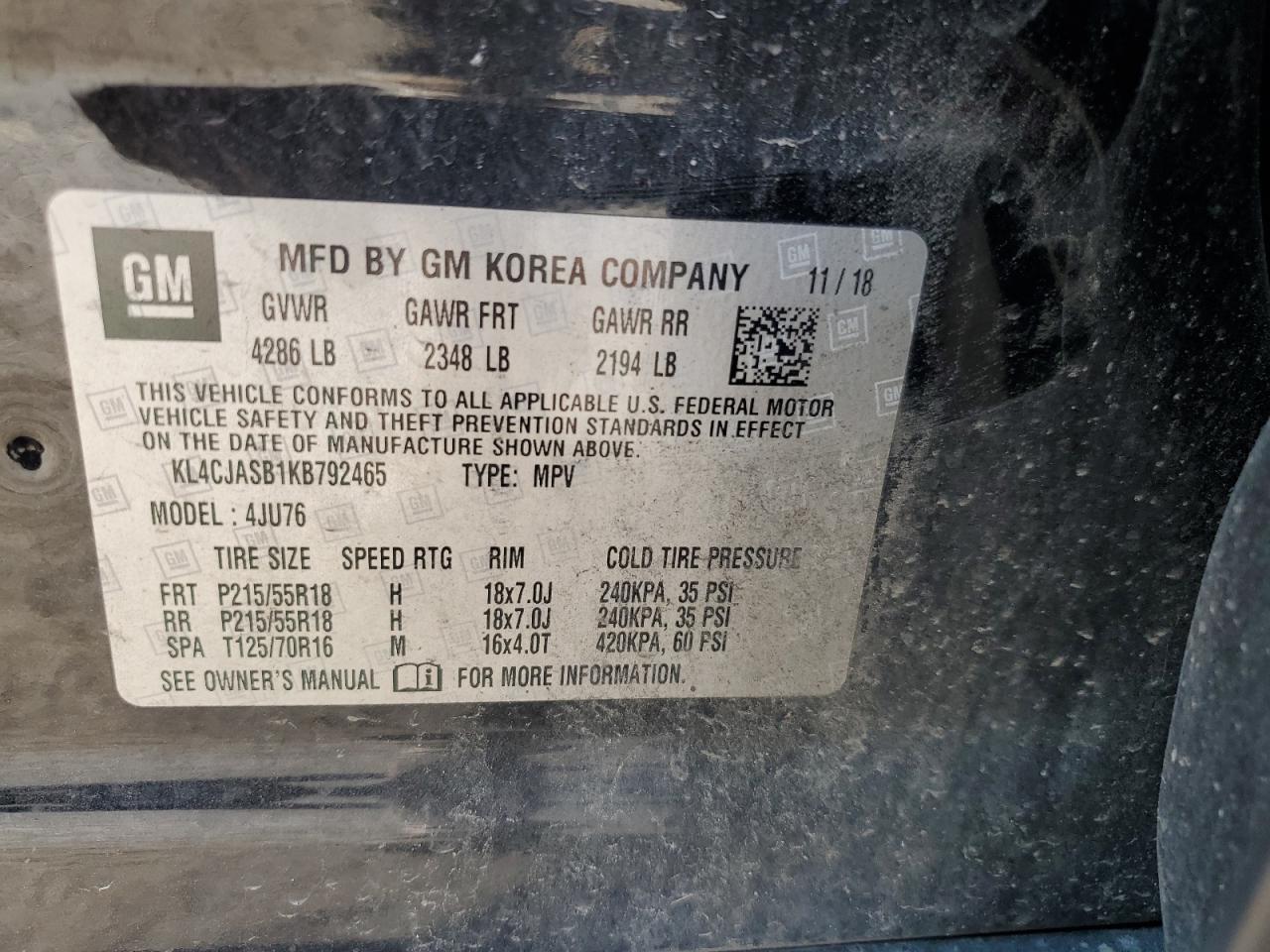 2019 Buick Encore VIN KL4CJASB1KB792465 Copart auction photo, front end damage thumbnail 13