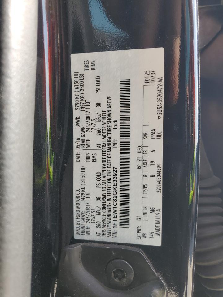 2016 Ford F-150 VIN 1FTEW1C82GKE33927 Copart auction photo, all over damage thumbnail 12
