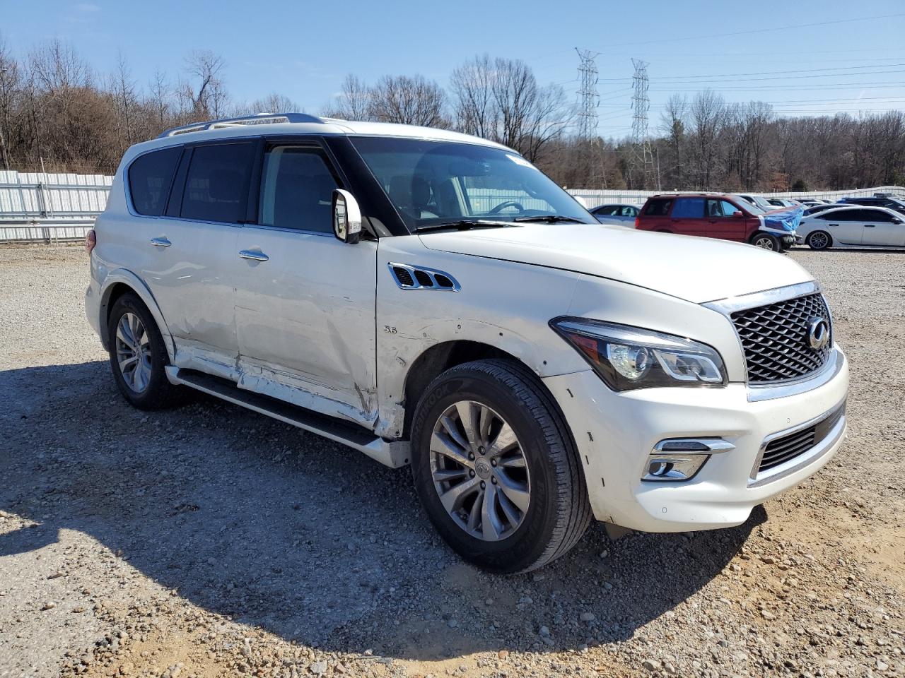 2015 Infiniti QX80 VIN JN8AZ2NF6F9573691 Copart auction photo, side damage thumbnail 4