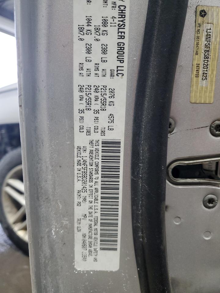 2011 Jeep Compass VIN 1J4NF5FB5BD201425 Copart auction photo, front end damage thumbnail 13