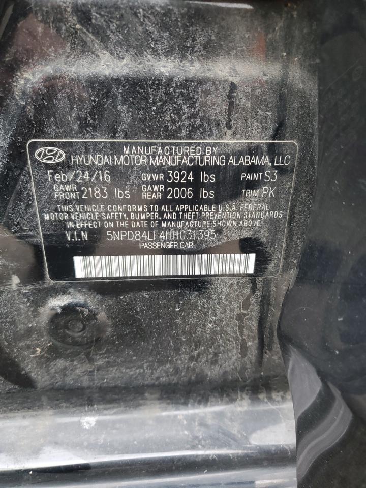 2017 Hyundai Elantra VIN 5NPD84LF4HH031395 Copart auction photo, burn - engine / front end damage thumbnail 14