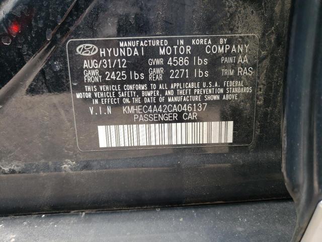 2012 Hyundai Sonata VIN KMHEC4A42CA046137 Copart auction photo, rear end / hail damage thumbnail 12