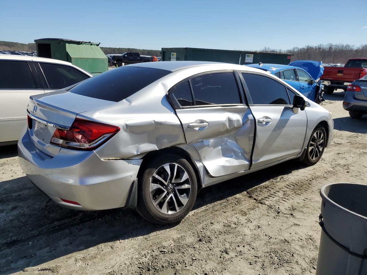 2014 Honda Civic VIN 2HGFB2F82EH524932 Copart auction photo, side damage thumbnail 3