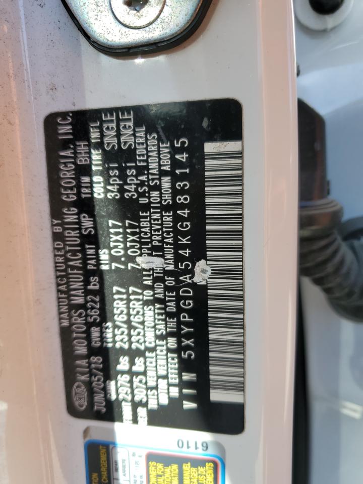 2019 KIA Sorento VIN 5XYPGDA54KG483145 Copart auction photo, side / minor dent/scratches damage thumbnail 14