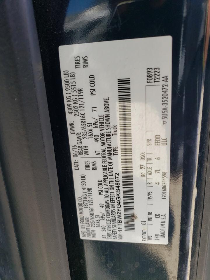 2016 Ford Transit VIN 1FTBW2YG4GKB48672 Copart auction photo, minor dent/scratches damage thumbnail 13