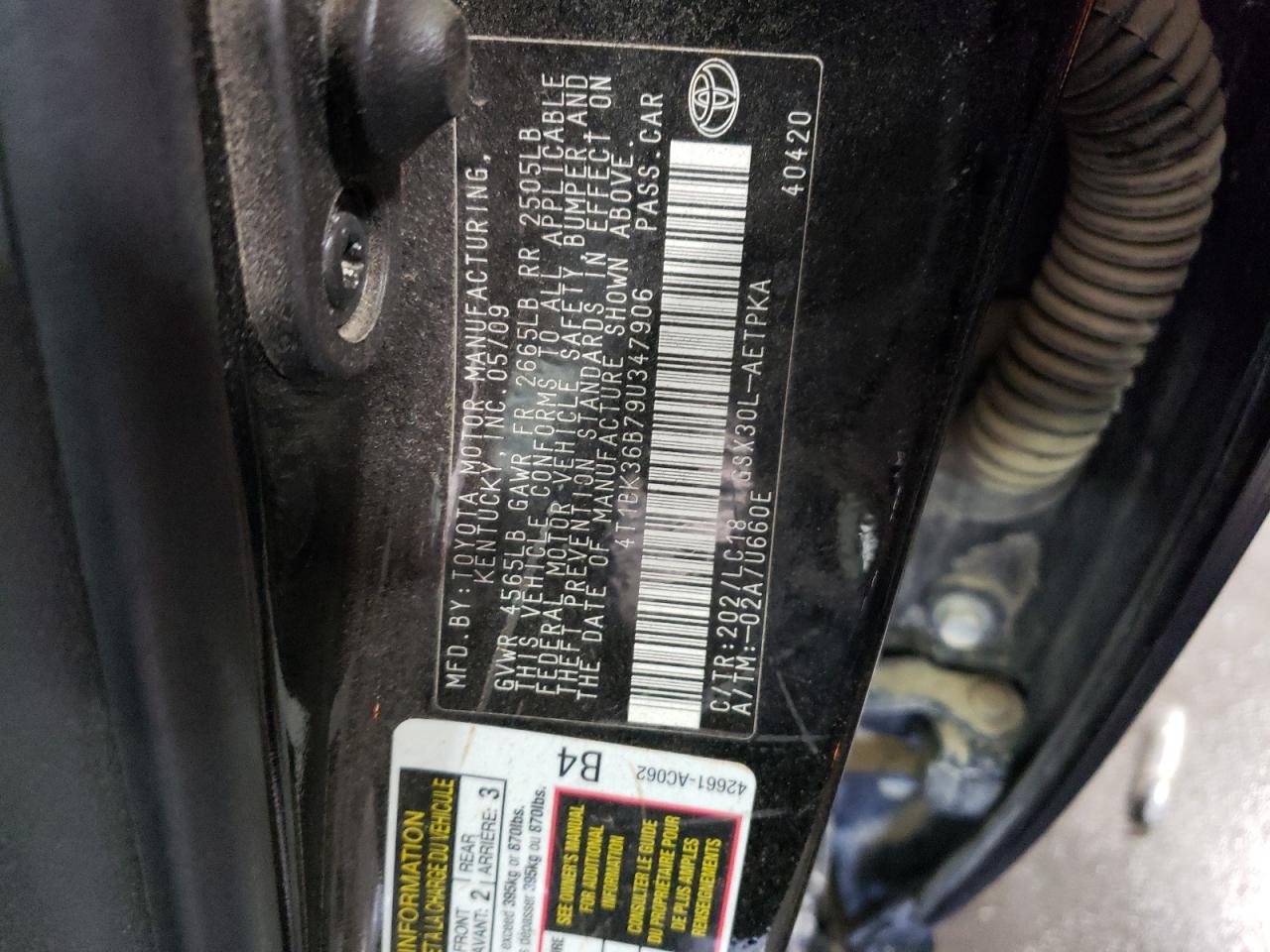 2009 Toyota Avalon VIN 4T1BK36B79U347906 Copart auction photo, front end damage thumbnail 12