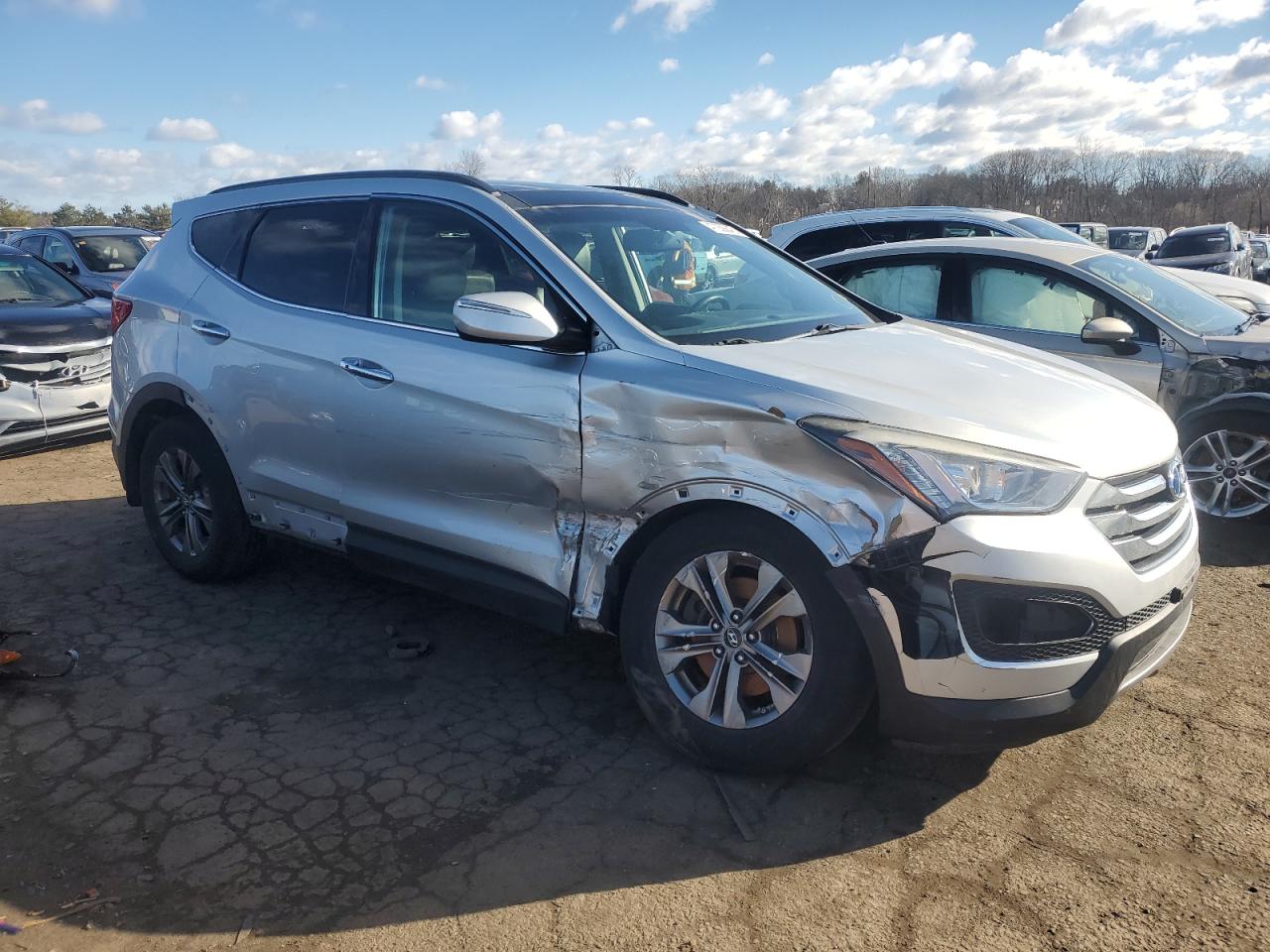 2014 Hyundai Santa Fe VIN 5XYZUDLB8EG228149 Copart auction photo, side / front end damage thumbnail 4