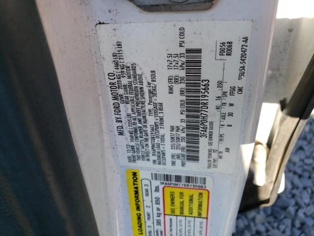 2013 Ford Fusion VIN 3FA6P0H77DR195663 Copart auction photo, minor dent/scratches damage thumbnail 12