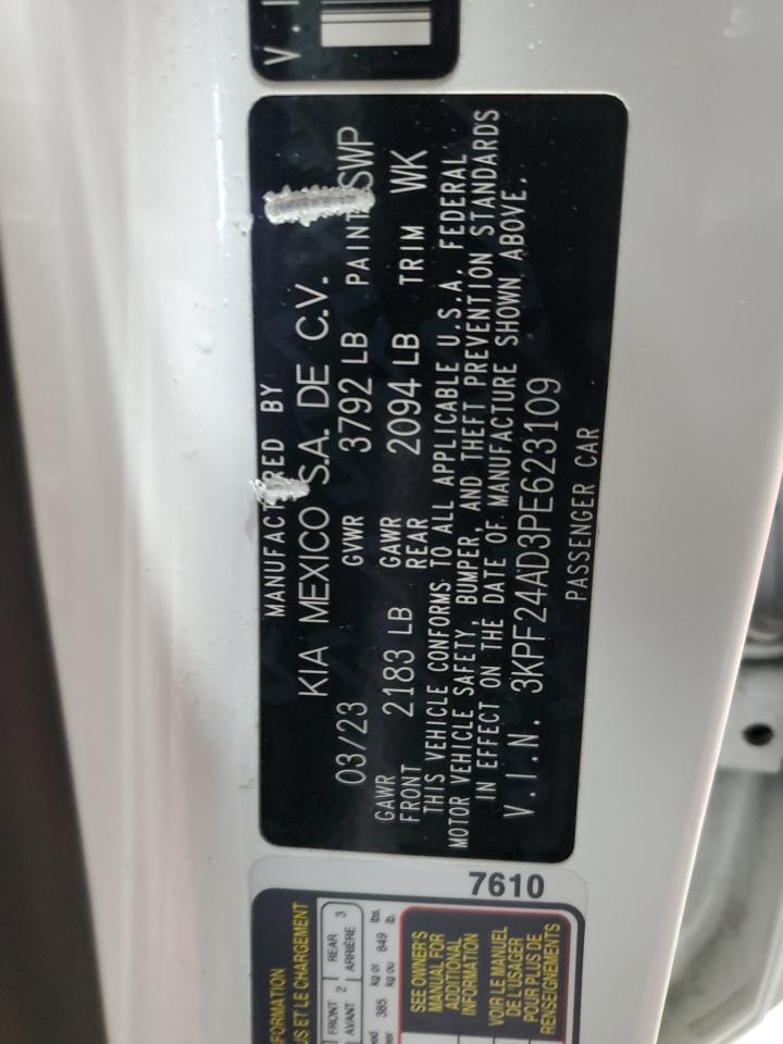 2023 KIA Forte VIN 3KPF24AD3PE623109 Copart auction photo, side / mechanical damage thumbnail 12