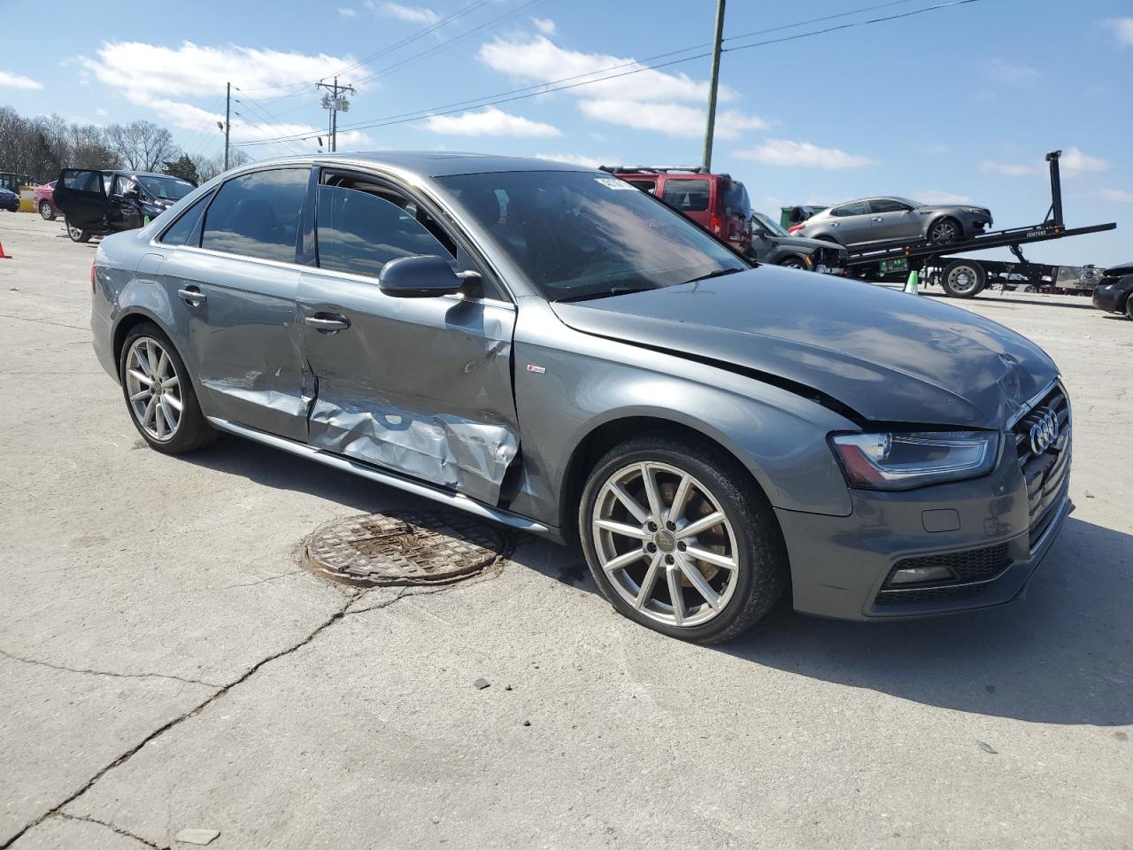 2015 Audi A4 VIN WAUFFAFL8FN036236 Copart auction photo, side / front end damage thumbnail 4