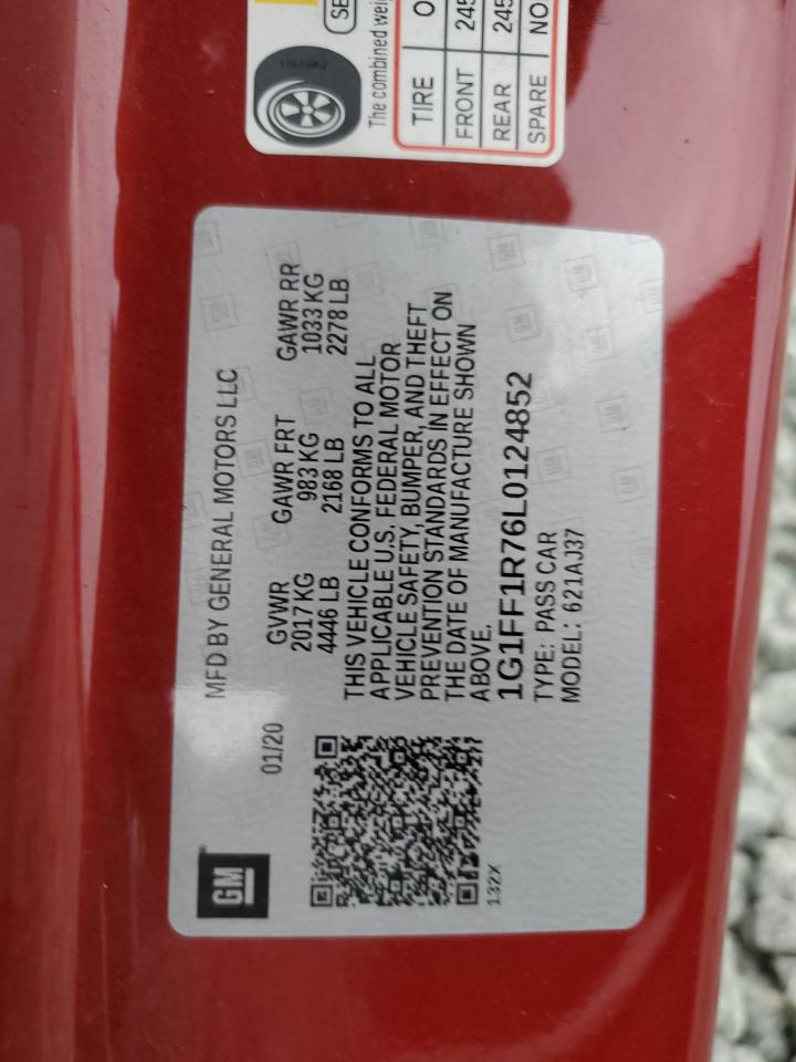 2020 Chevrolet Camaro VIN 1G1FF1R76L0124852 Copart auction photo, undercarriage / minor dent/scratches damage thumbnail 12