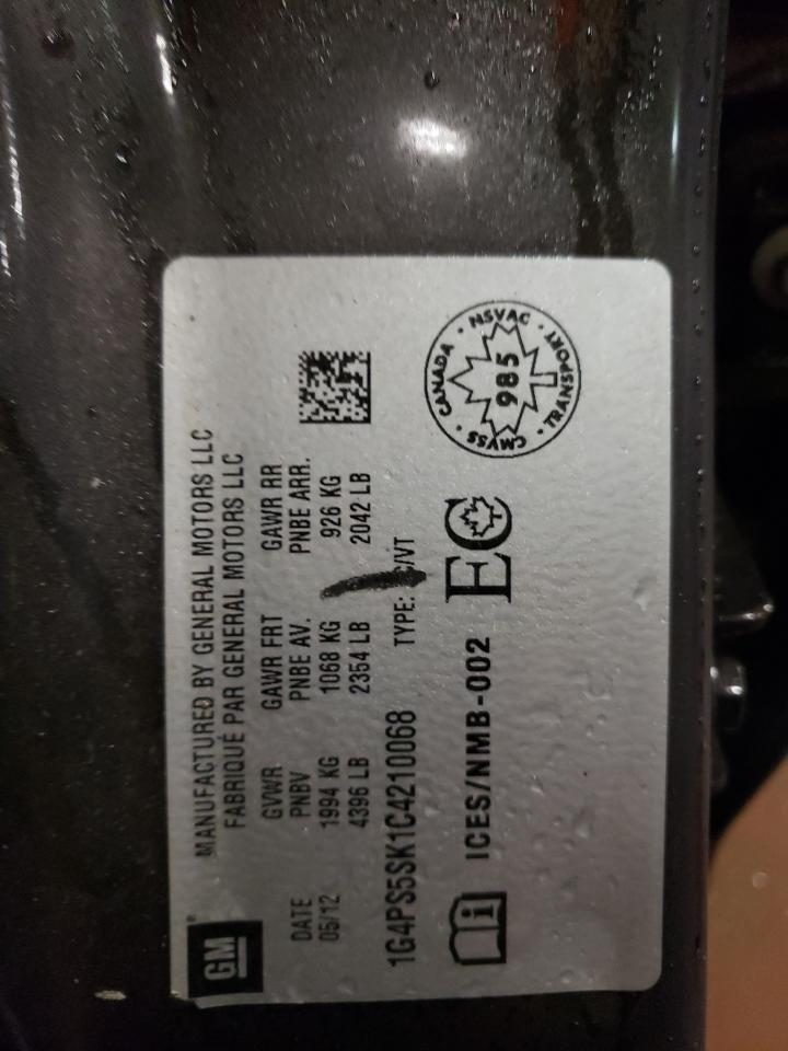 2012 Buick Verano VIN 1G4PS5SK1C4210068 Copart auction photo, all over / mechanical damage thumbnail 13