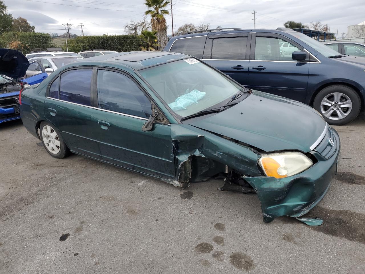 2001 Honda Civic VIN JHMES26711S001257 Copart auction photo, front end / side damage thumbnail 4