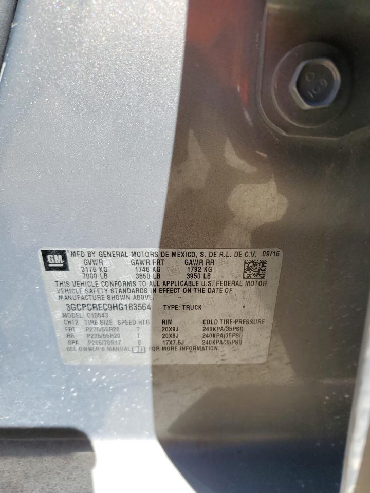 2017 Chevrolet Silverado VIN 3GCPCREC9HG183564 Copart auction photo, front end / mechanical damage thumbnail 12