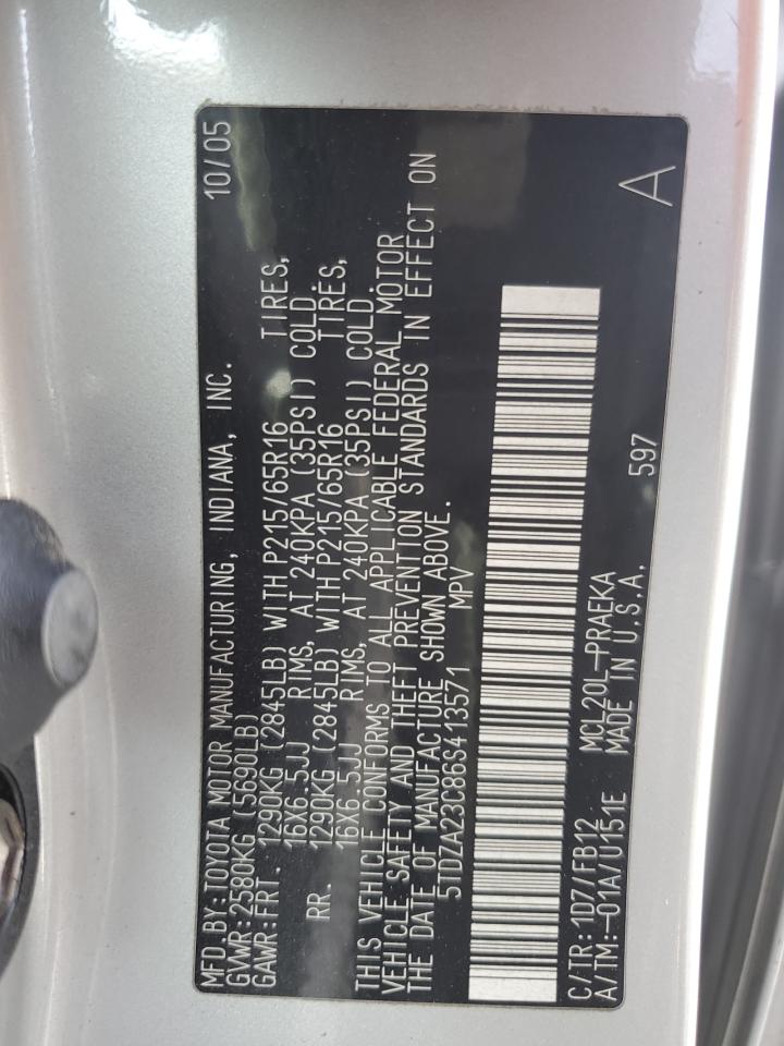 2006 Toyota Sienna VIN 5TDZA23C86S413571 Copart auction photo, front end damage thumbnail 13