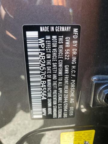 2016 Porsche Macan VIN WP1AB2A57GLB45564 Copart auction photo, side / front end damage thumbnail 12