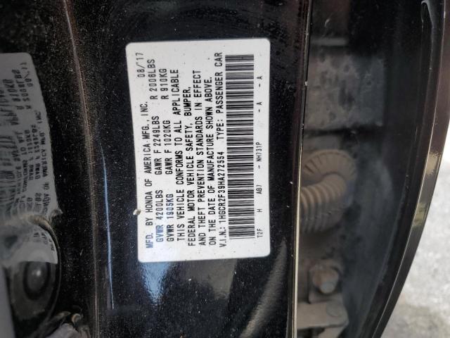 2017 Honda Accord VIN 1HGCR2F39HA272554 Copart auction photo, front end / minor dent/scratches damage thumbnail 12