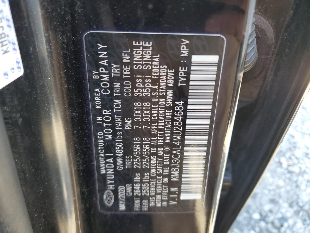 2021 Hyundai Tucson VIN KM8J3CAL4MU284684 Copart auction photo, front end / rear end damage thumbnail 13