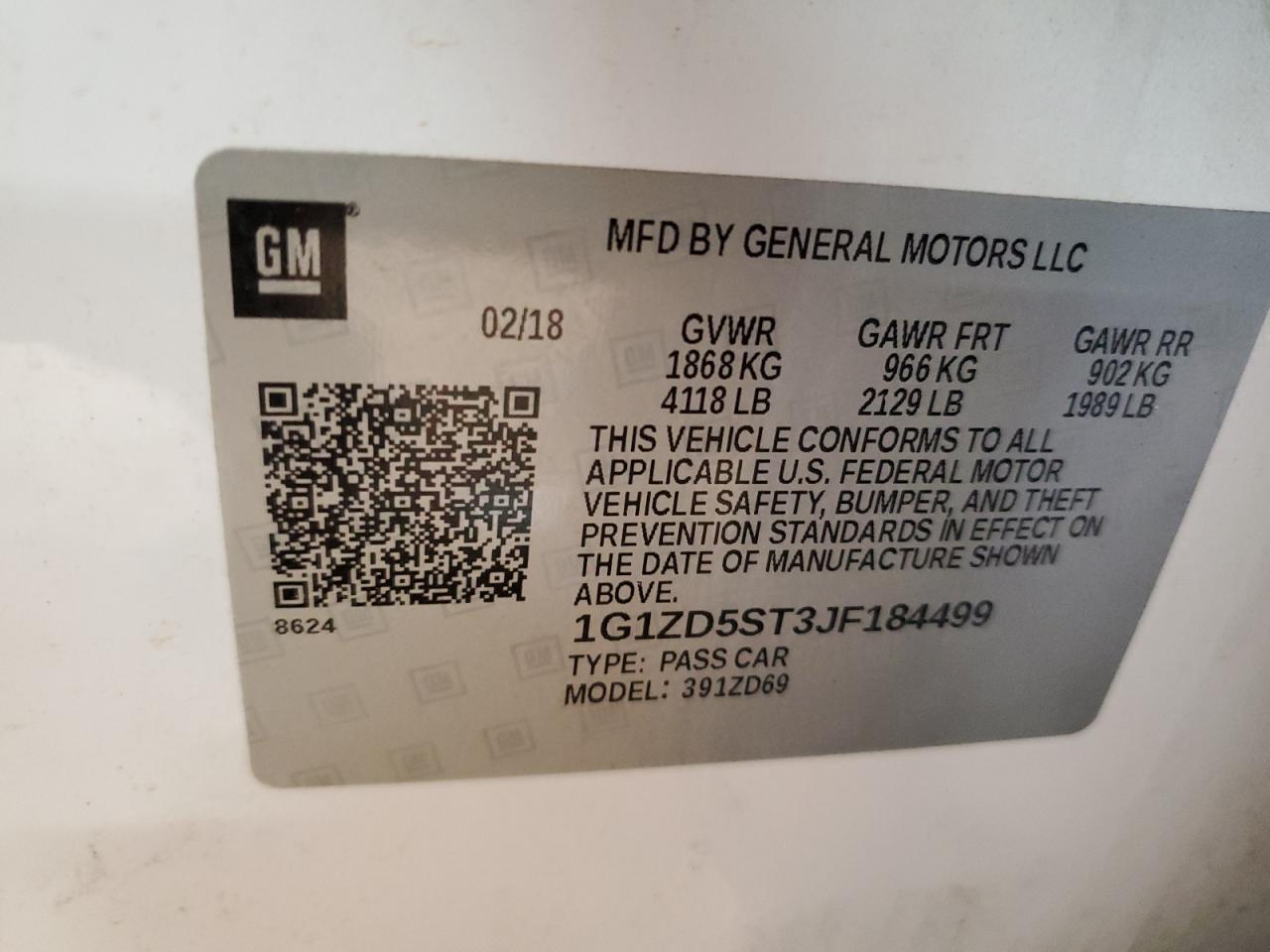 2018 Chevrolet Malibu VIN 1G1ZD5ST3JF184499 Copart auction photo, rear end damage thumbnail 14