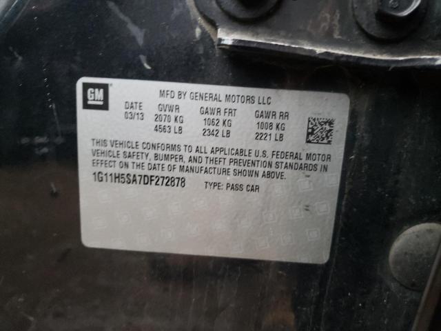 2013 Chevrolet Malibu VIN 1G11H5SA7DF272878 Copart auction photo, front end damage thumbnail 12