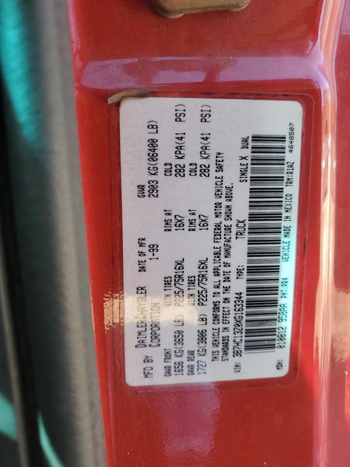 1999 Dodge RAM VIN 3B7HC13Z0XG163344 Copart auction photo, front end damage thumbnail 14