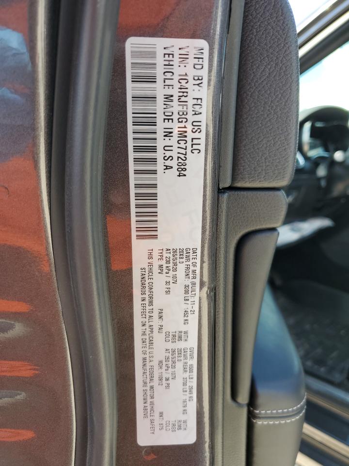 2021 Jeep Grand Cherokee VIN 1C4RJFBG1MC772884 Copart auction photo, front end damage thumbnail 16