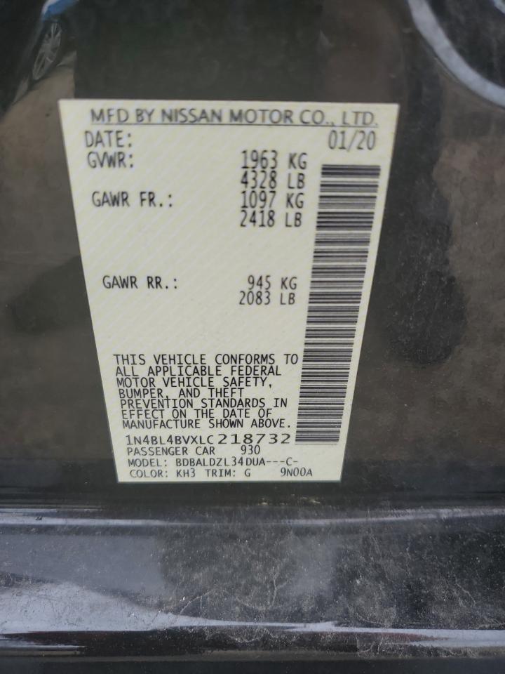 2020 Nissan Altima VIN 1N4BL4BVXLC218732 Copart auction photo, front end damage thumbnail 14