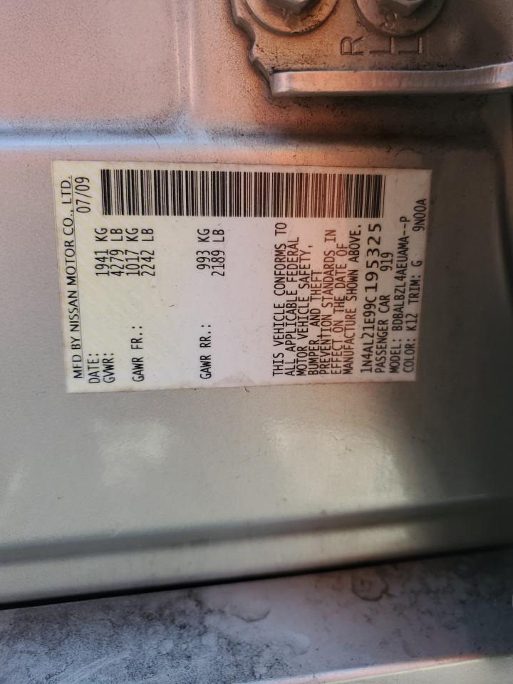 2009 Nissan Altima VIN 1N4AL21E99C195325 Copart auction photo, rear end damage thumbnail 13